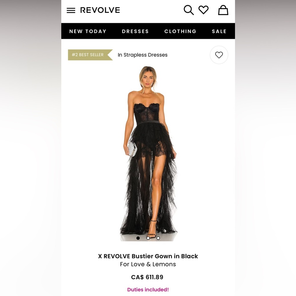 Black Strapless Evening Bustier Gown